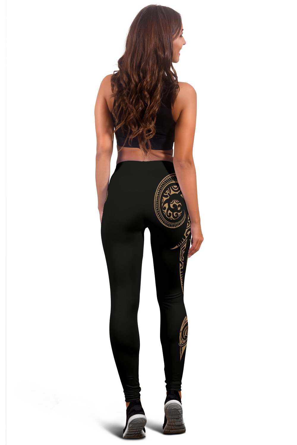 Hawaii State Tattoo Swirly Gold Polynesian Women's Leggings - Polynesian Pride
