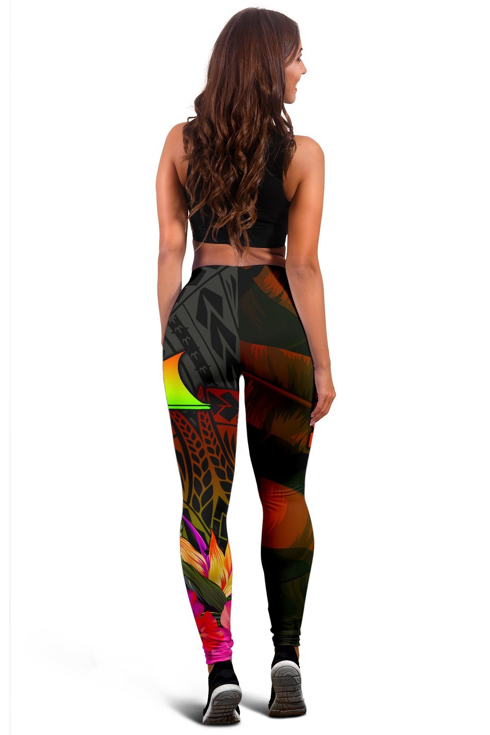 Tokelau Polynesian Women's Leggings - Hibiscus and Banana Leaves - Polynesian Pride