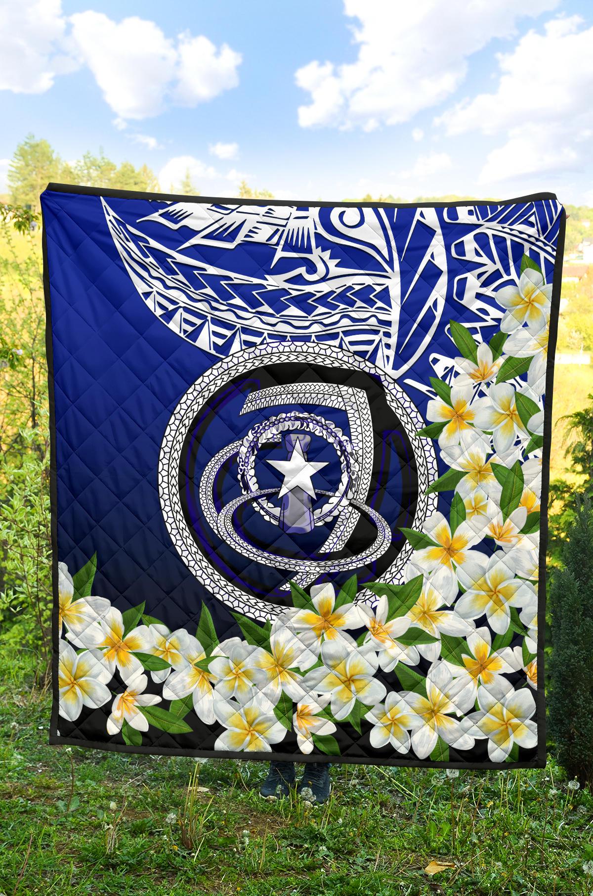 Northern Mariana Islands Premium Quilt - Polynesian Plumeria Pattern - Polynesian Pride
