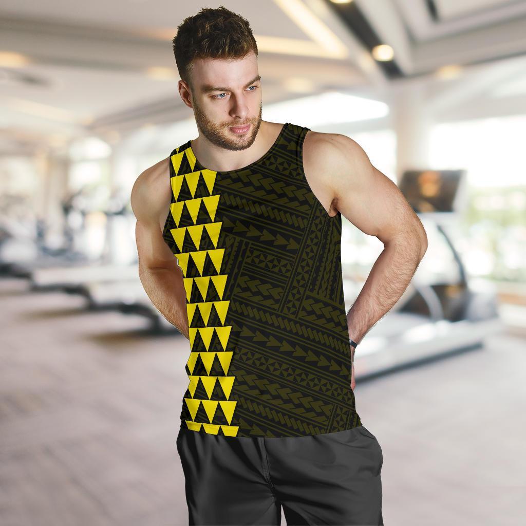 Hawaii Kakau Polynesian Hammerhead Shark Personalized Men's Tank Top - Yellow - Polynesian Pride