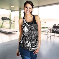 Papua New Guinea Women's Racerback Tank - White Shark Polynesian Tattoo - Polynesian Pride