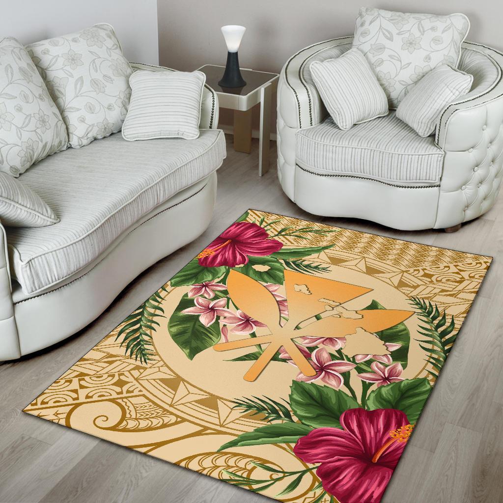 hawaii Rug - Kanaka Maoli Rug Strong Pattern Hibiscus Plumeria AH - Polynesian Pride