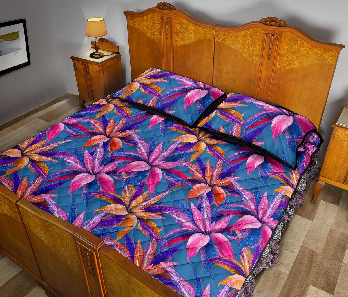 Hawaii Quilt Bed Set Tropical Flowers Pink AH - Polynesian Pride