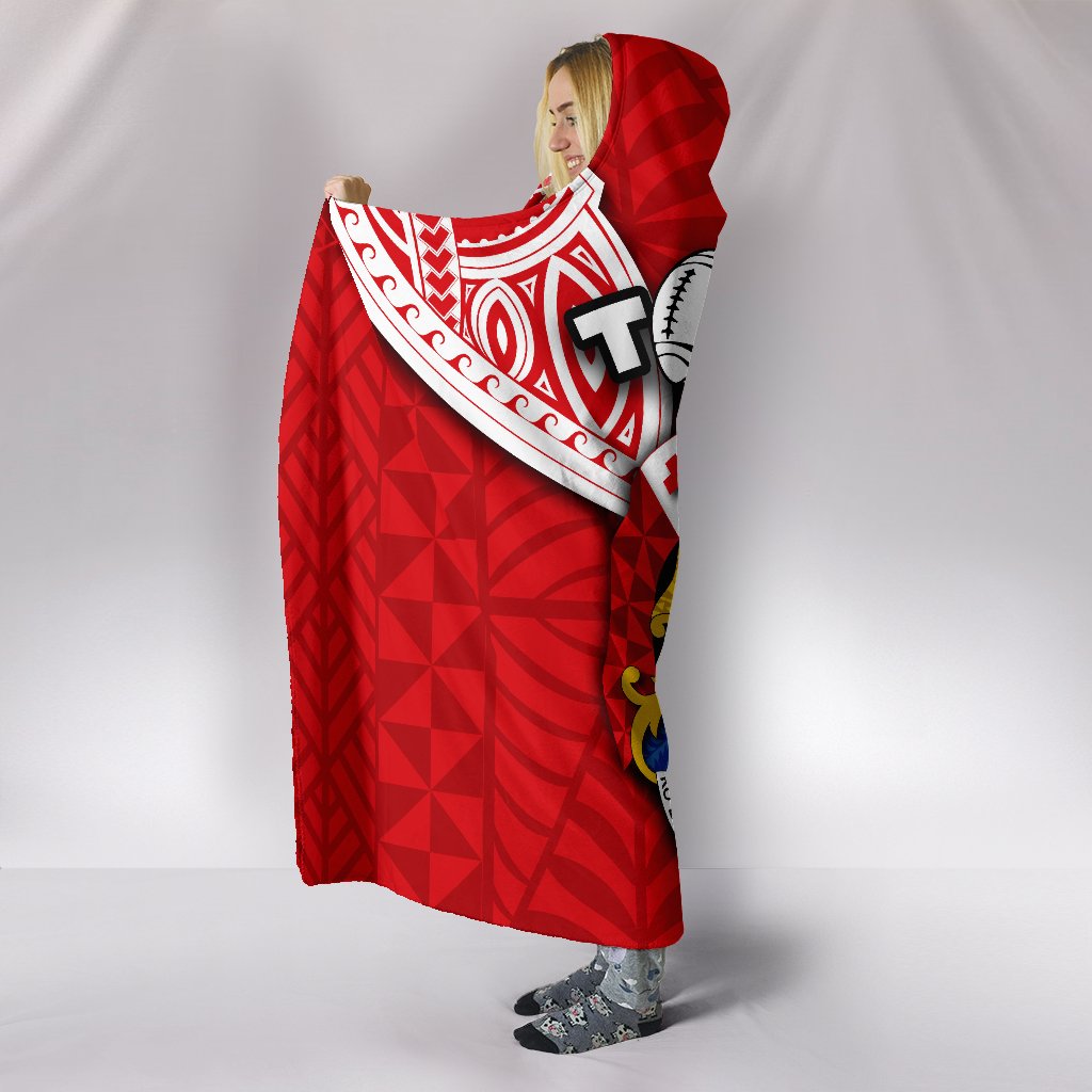 (Custom Personalised) Tonga Rugby Hooded Blanket Royal Style - Polynesian Pride