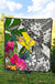 Hawaii Premium Quilt White - Turtle Plumeria Banana Leaf - Polynesian Pride