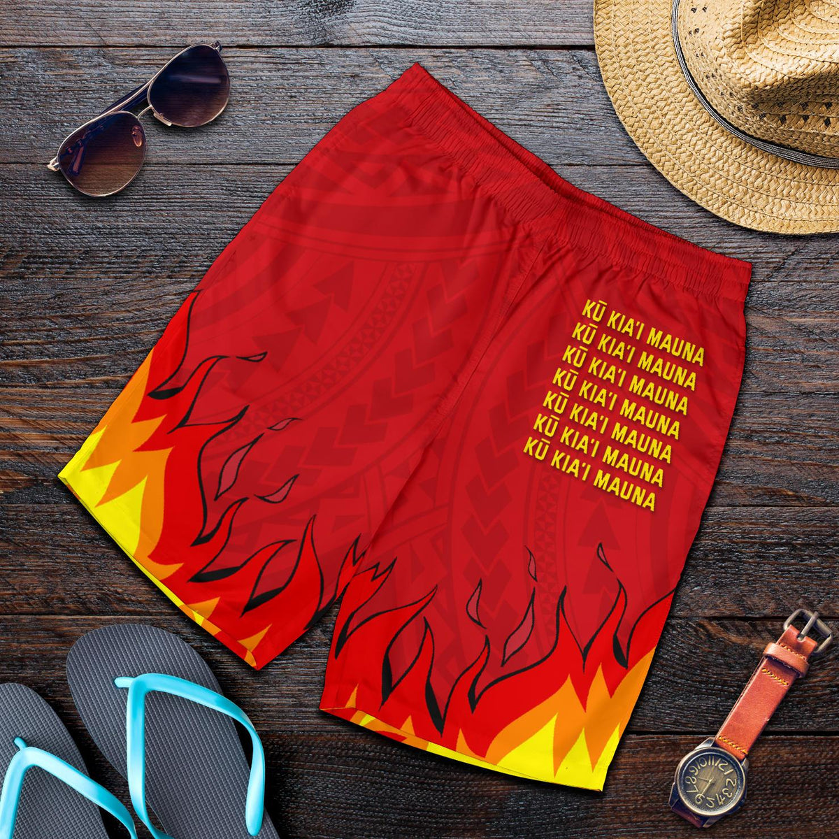 Hawaii Mauna Kea Men Short - Fire Version - Polynesian Pride