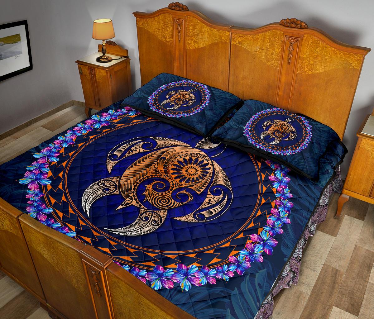 Hawaii Turtle Polynesian Tropical Quilt Bed Set - Jan Style - AH - Polynesian Pride