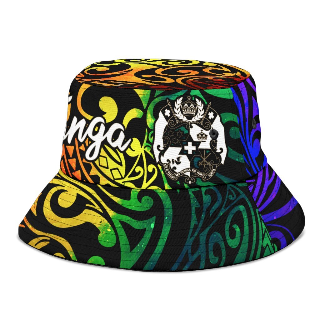 Tonga Bucket Hat - Rainbow Polynesian Pattern - Polynesian Pride