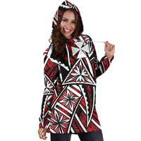 Wallis and Futuna Women's Hoodie Dress - Tribal Flower Special Pattern Red Color - Polynesian Pride