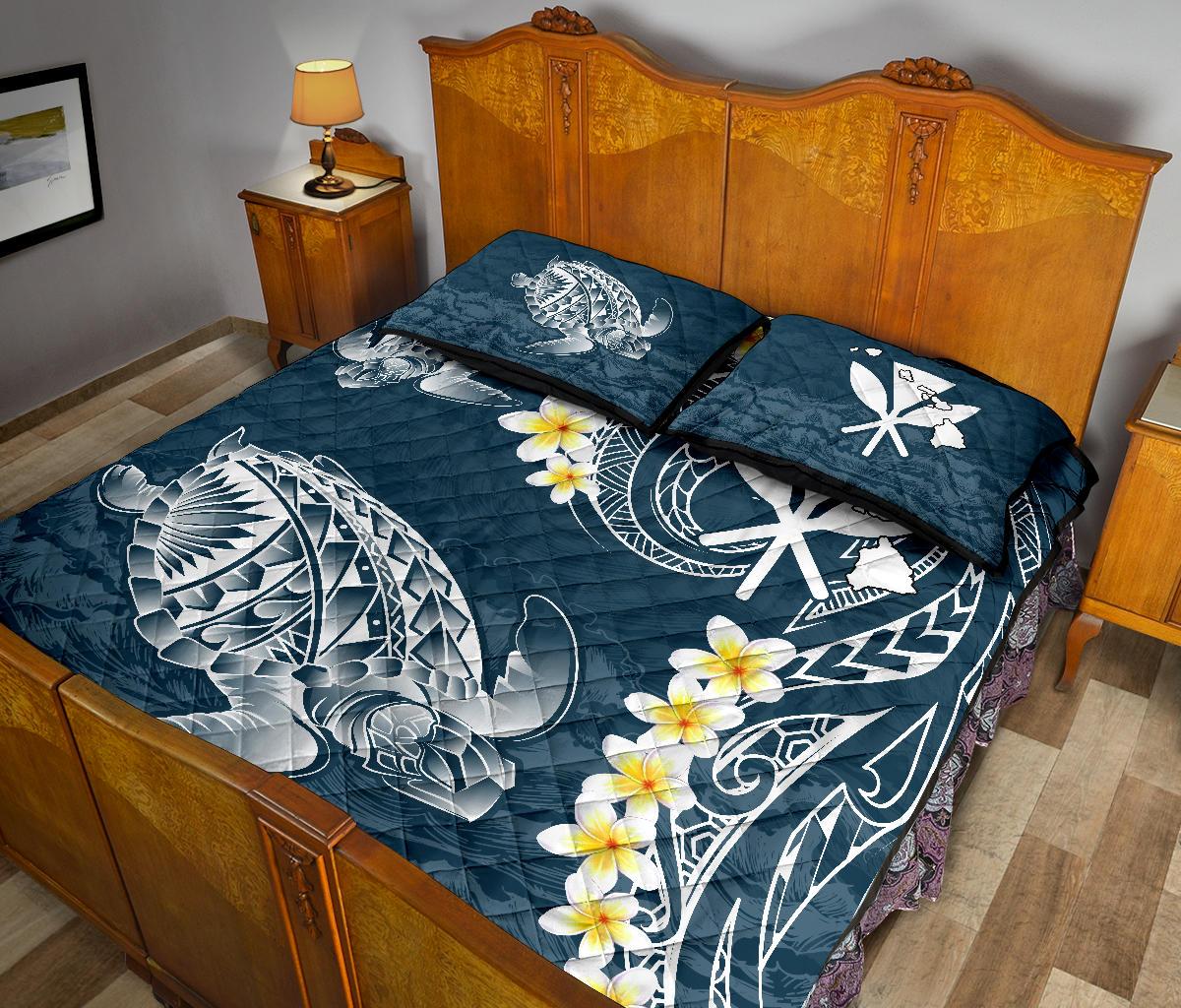 Hawaii Turtle Plumeria Polynesian Quilt Bed Set - Sease Style - Polynesian Pride