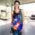 Fiji Custom Personalised Women's Racerback Tank - Humpback Whale with Tropical Flowers (Blue) - Polynesian Pride