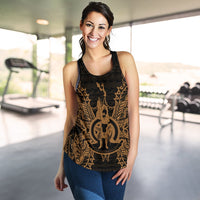Vanuatu Polynesian Women Tank Top Map Gold - Polynesian Pride