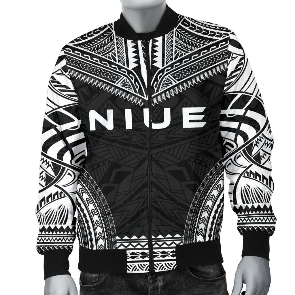 Niue Polynesian Chief Men's Bomber Jacket - Black Version - Polynesian Pride