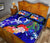 Vanuatu Quilt Bed Set - Humpback Whale with Tropical Flowers (Blue) - Polynesian Pride