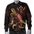 Kosrae Polynesian Men's Bomber Jacket - Turtle With Blooming Hibiscus Gold - Polynesian Pride