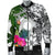 Marshall Islands Men's Bomber Jacket White - Turtle Plumeria Banana Leaf - Polynesian Pride