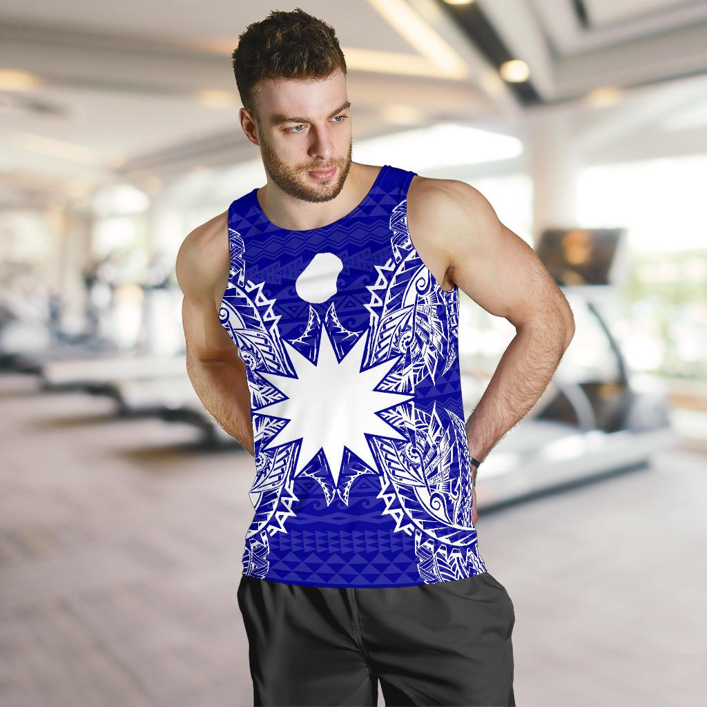 Nauru Polynesian Men Tank Top Map Blue - Polynesian Pride