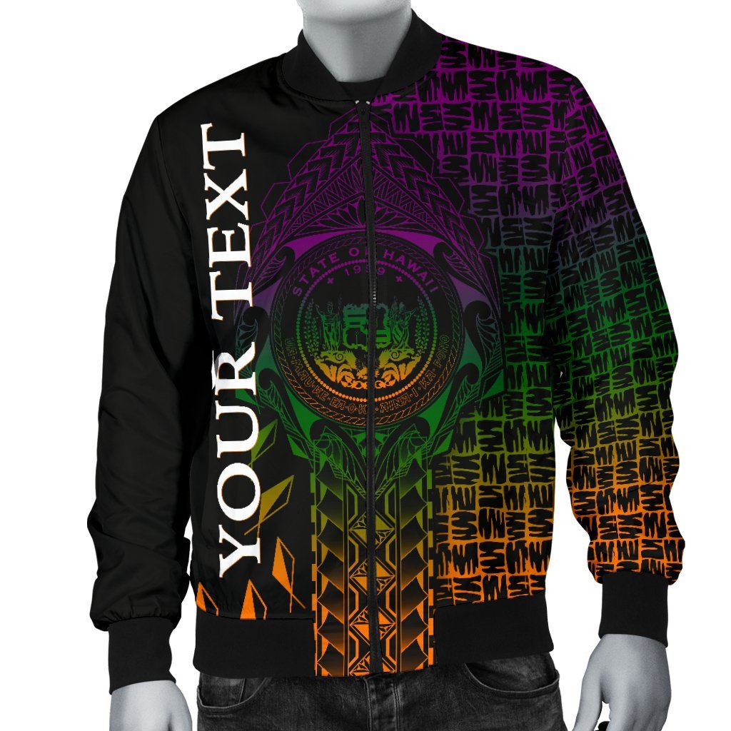 Hawaii Custom Personalised Men's Bomber Jacket - Kanaka Maoli Rocket Style - Polynesian Pride
