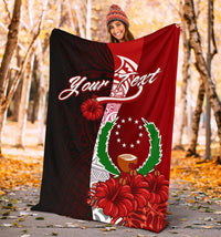 Pohnpei Micronesia Custom Personalised Premium Blanket - Coat Of Arm With Hibiscus - Polynesian Pride
