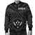 Kosrae Men's Bomber Jacket - Kosrae Flag In Polynesian Tattoo Style (Black) - Polynesian Pride