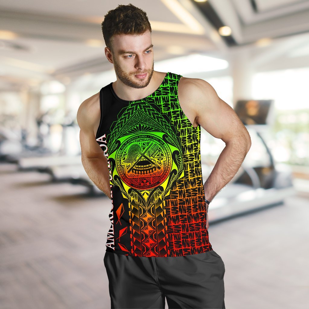 American Samoa Men's Tank Top - AS Seal Rocket Style (Reggae) - Polynesian Pride