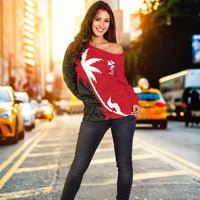 Wallis and Futuna Coconut Tree Off Shoulder Sweater - Polynesian Pride