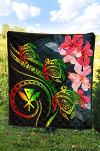 Hawaii Turtle Polynesian Tropical Premium Quilt - Cora Style Reggae - Polynesian Pride