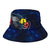 New Caledonia Polynesian Bucket Hat - Blue Turtle Hibiscus - Polynesian Pride