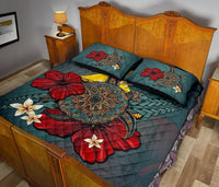 Tokelau Quilt Bed Set - Blue Turtle Tribal - Polynesian Pride
