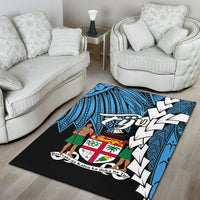 Fiji Polynesian Area Rug - Tribal Wave Tattoo Flag Style - Polynesian Pride