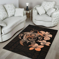 Hibiscus Plumeria Mix Polynesian Turtle Area Rug AH - Polynesian Pride