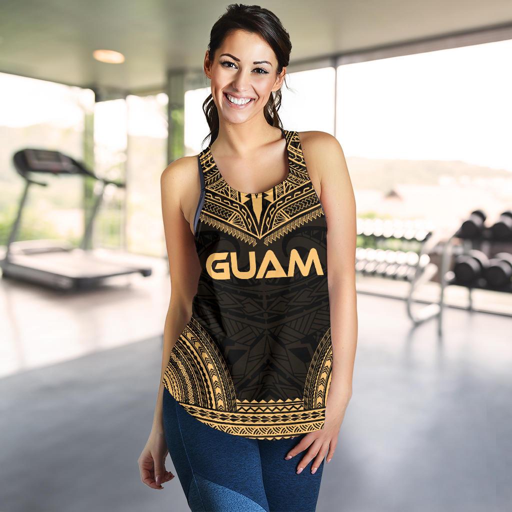 Guam Women's Racerback Tank - Polynesian Chief Gold Version - Polynesian Pride