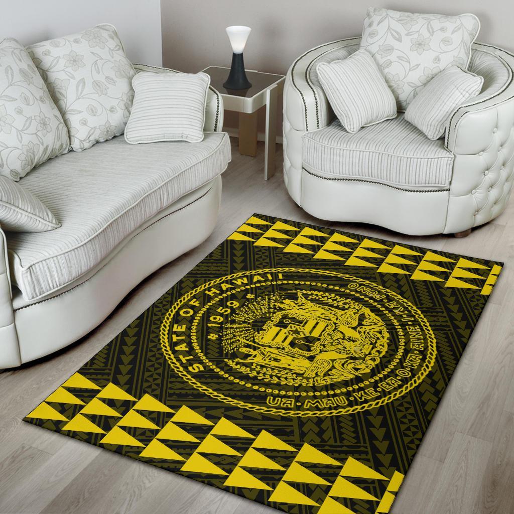 Kakau Seal Of Hawaii Polynesian - Yellow Rug - Polynesian Pride
