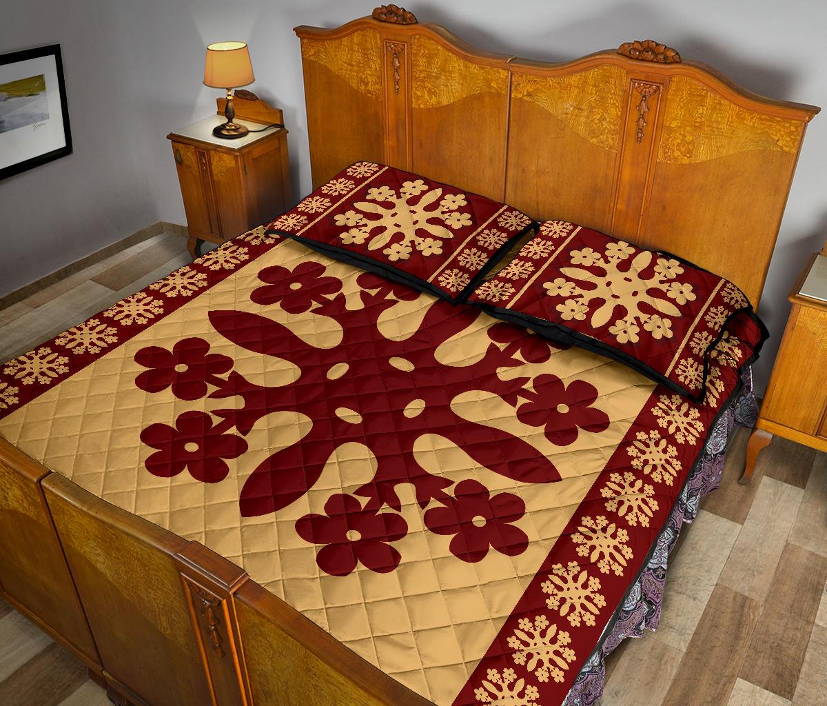 Hawaiian Quilt Pattern Dream Quilt Bed Set - Polynesian Pride