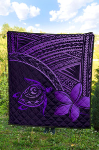 Hawaii Quilt - Hawaii Turtle Plumeria Quilt Purple - Polynesian Pride
