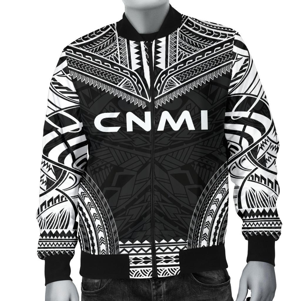 Northern Mariana Islands Polynesian Chief Men's Bomber Jacket - Black Version - Polynesian Pride