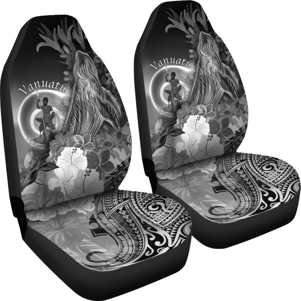 Vanuatu Car Seat Convers - Humpback Whale with Tropical Flowers (White) - Polynesian Pride