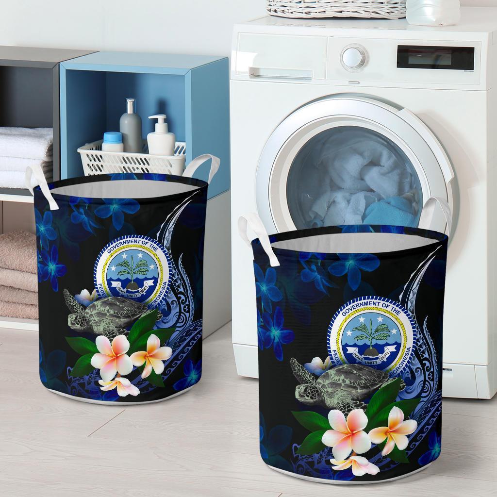 Federated States of Micronesia Laundry Basket - Turtle With Plumeria Flowers - Polynesian Pride