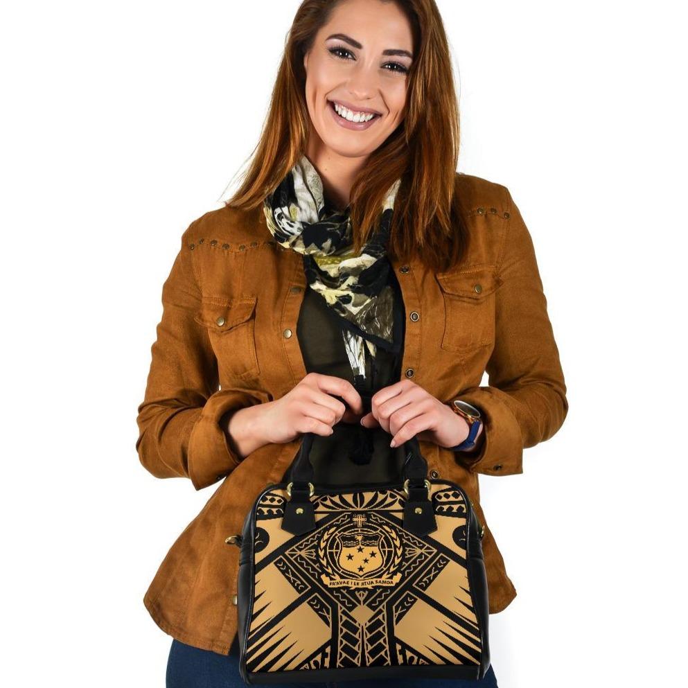 Samoa Polynesian Shoulder Handbag - Samoa Gold Seal with Polynesian Tattoo - Polynesian Pride