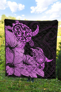 Hawaii Turtle Premium Quilt Polynesian Hibiscus Art Pink AH - Polynesian Pride