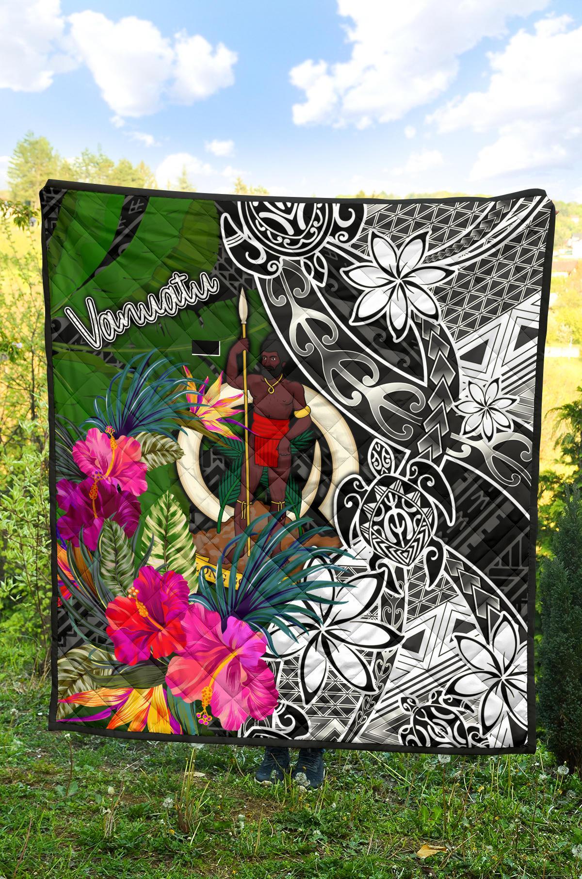 Vanuatu Premium Quilt - Turtle Plumeria Banana Leaf - Polynesian Pride