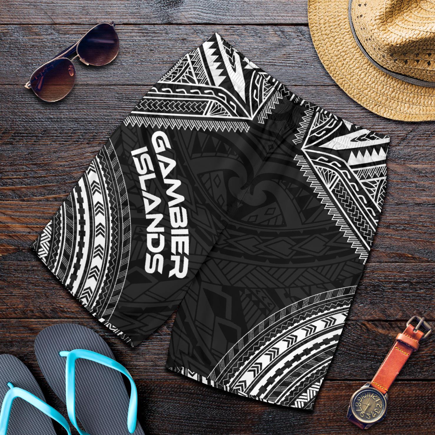 Gambier Islands Men's Shorts - Polynesian Chief Black Version Black - Polynesian Pride