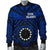 Cook Island Men's Bomber Jacket - Seal With Polynesian Tattoo Style ( Blue) - Polynesian Pride