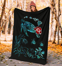 Hawaii Ohana Honu Paua Shell Premium Blanket - Polynesian Pride