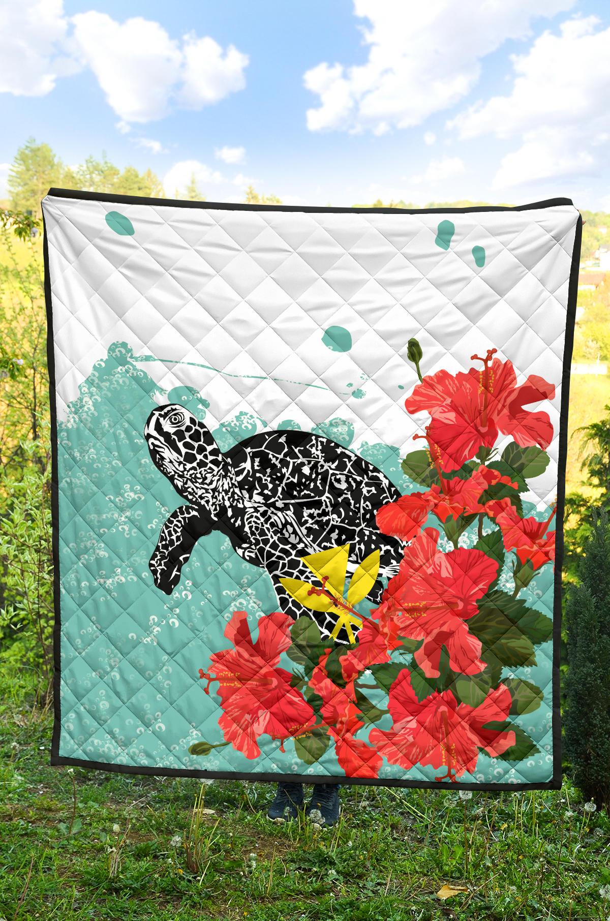 Hawaii Turle Sea Hibiscus Premium Quilt - Polynesian Pride