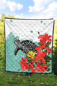 Hawaii Turle Sea Hibiscus Premium Quilt - Polynesian Pride