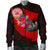 American Samoa Men's Bomber Jacket - Polynesian Hook And Hibiscus (Red) - Polynesian Pride