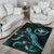 Hawaii Polynesian Area Rugs - Turtle With Blooming Hibiscus Turquoise - Polynesian Pride