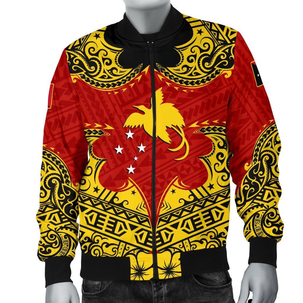 Papua New Guinea Men's Bomber Jacket Melanesia Black - Polynesian Pride