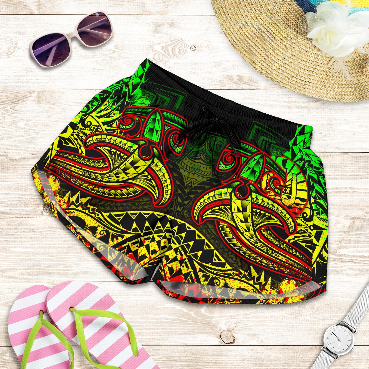 Tahiti Women's Shorts - Reggae Shark Polynesian Tattoo Women Reggae - Polynesian Pride